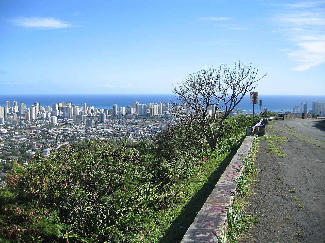 Panoramic Honolulu view from the Puʻu ʻUalakaʻa and Tantalus area